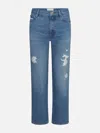 Frame The Loose Distressed Mid-rise Straight-leg Jeans In Blue
