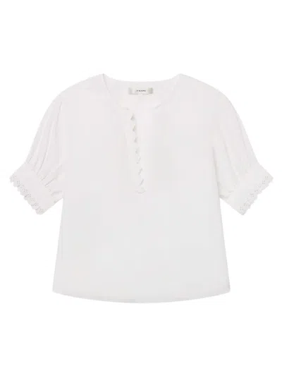 Frame Keepsake Popover Camp-collar Cotton Blouse In White
