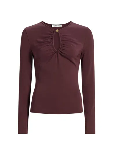 Frame The Keyhole Matte Jersey Top In Animal Print