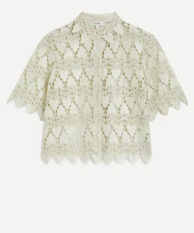 Frame Women's The Lace Button-up Shirt In Soft Mint In Green