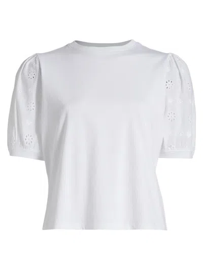 Frame Women's The Lace-sleeve T-shirt In White