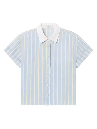Frame The Linen Boardwalk Button-up Shirt In Blue