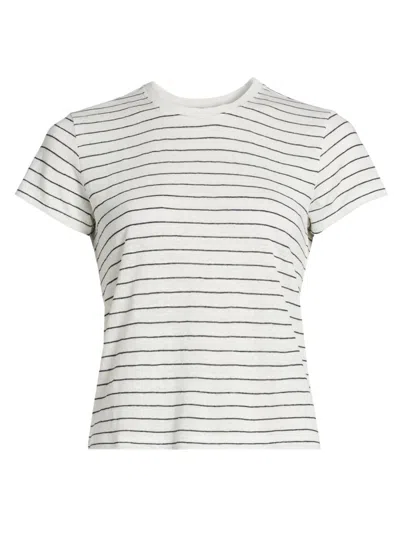 Frame Women's The Linen Crewneck Baby T-shirt In Multi