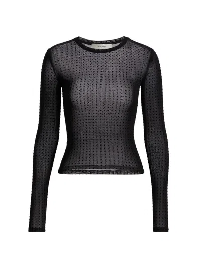 Frame Women's The Mesh Polka Dot Top In Black