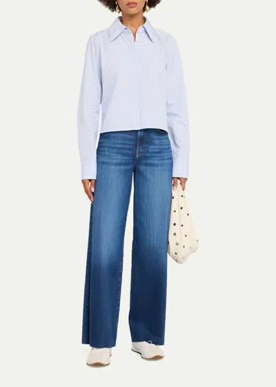 Frame Women's The Modern Collar Shirt In Oxford Blue Multi