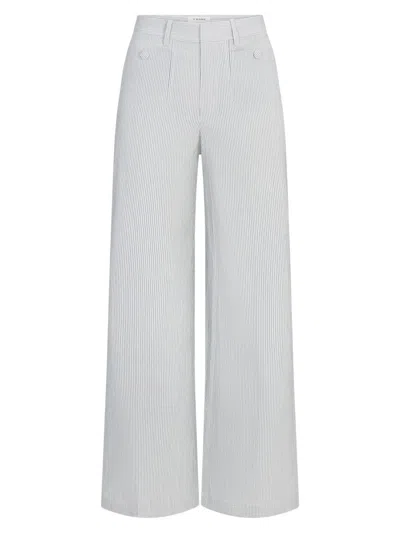 Frame The Modernist Stripe Button Pocket High Waist Wide Leg Pants In Multi