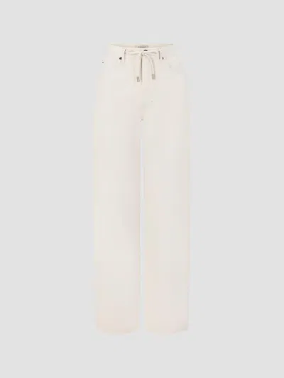 Frame Women's The Off Duty Drawstring Cotton-linen Jeans In White