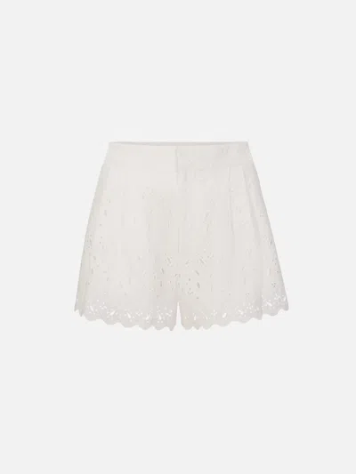 Frame The Paisley Eyelet Shorts In White