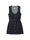 Frame Paneled Recycled Denim Mini Dress In Blue