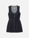 Frame Paneled Recycled Denim Mini Dress In Blue