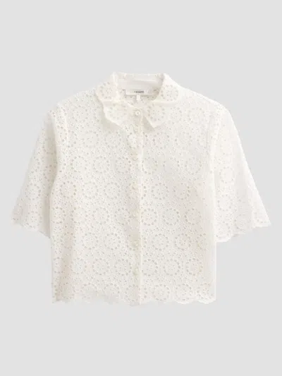 Frame Women's The Petal Eyelet Cotton Shirt In White