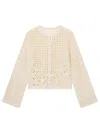 Frame Womens Cream Postcard Cut-out Weave Cotton Cardigan Xs In Neutral