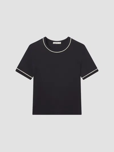 Frame Women's The Ringer Contrast-trimmed Cotton T-shirt In Black