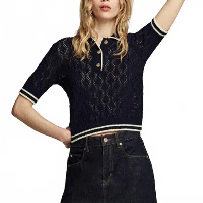 Frame Women's The Rookie Polo Top In Navy Multi In Black