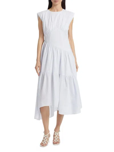 Frame Women's The Seersucker Gathered Seam Dress In White