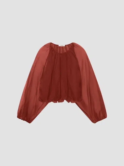 Frame Women's The Sheer Balloon Blouse In Brown