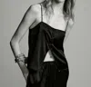 Frame Split Front Crop Silk Camisole In Black