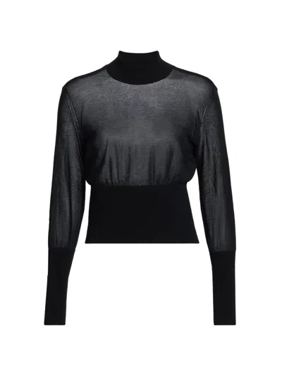 Frame Women's The Sleek Sheer Sweater In Black