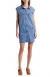 Frame The Sleeveless Denim Mini Shirtdress In Blue