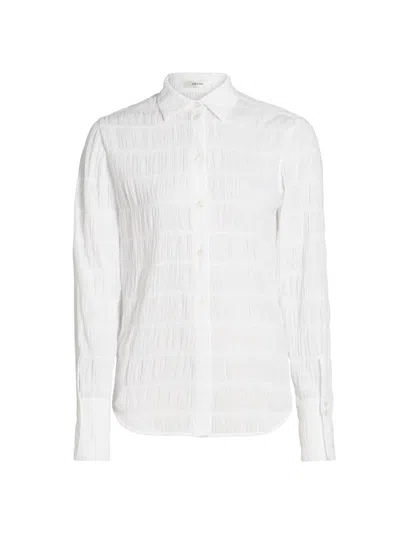 Frame Women's The Smocked Stretch Cotton Shirt In White