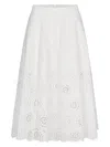 Frame Solstice Embroidered Midi Skirt In White