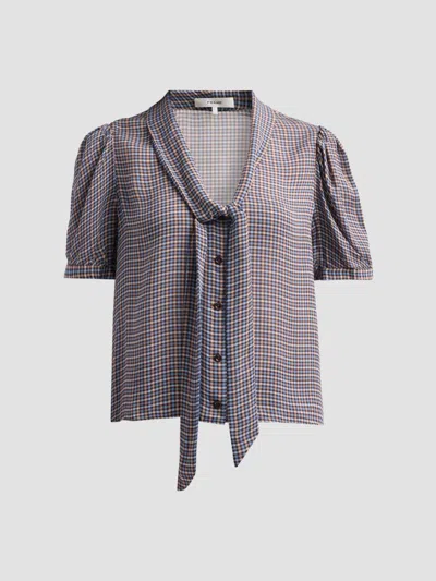 Frame Women's The Sonnet Silk Blouse In Chestnut Multi Plaid