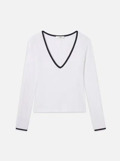 Frame Women's The Sporty V Neck Top In White