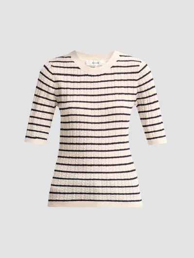 Frame Women's The Stripe Pointelle-knit Top In Cream Stripe