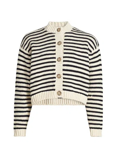 Frame The Chunky Femme Striped Cotton Cardigan In Multi