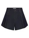 Frame The Structural Pleated Denim Shorts In Blue