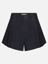 Frame The Structural Pleated Denim Shorts In Black