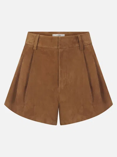 Frame The Suede Utility Shorts In Brown