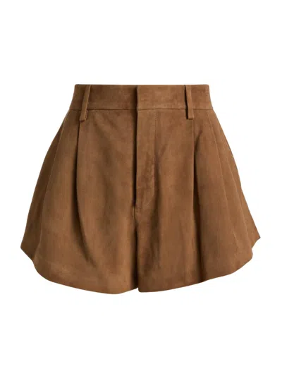 Frame Women's The Suede Utility Shorts In Brown