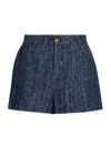 Frame Womens Indigo Tweed Regular-fit Mid-rise Cotton Shorts In Purple