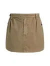 Frame Pleated Twill Skirt In Brown
