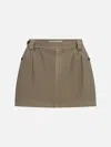 Frame Pleated Twill Skirt In Brown
