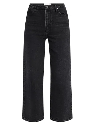 Frame Women's The Wide Crop High-rise Wide-leg Jeans In Black