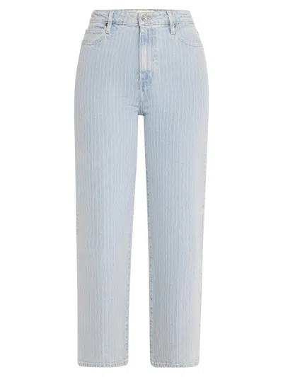 Frame Women's The Wide Pinstriped High-rise Wide-leg Jeans In Blue