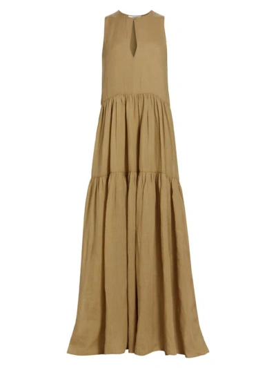 Frame Sleeveless Tiered Maxi Dress In Cypress