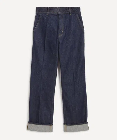 Frame Women's Trapunto Wide Leg Denim Trousers In Rinse