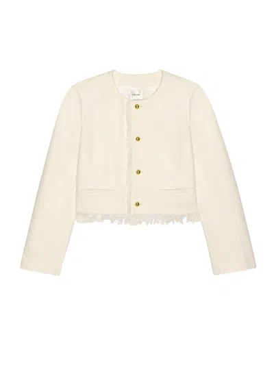 Frame Women's Tweed Fringe Jacket In White
