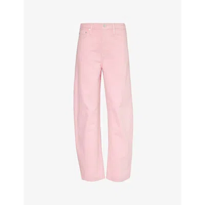 Frame Womens Washed Dusty Pink Long Barrel Five-pocket High-rise Wide-leg Jeans