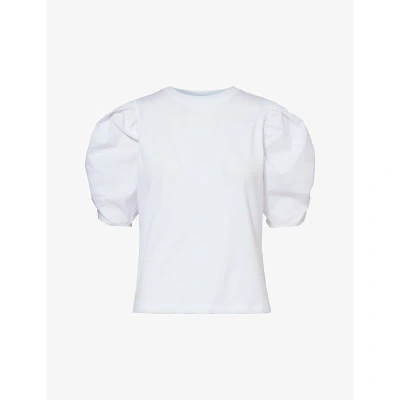 Frame Womens White Puffed-sleeve Cotton-jersey T-shirt