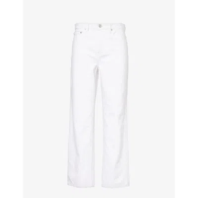 Frame Womens White Slouchy Straight-leg Mid-rise Denim Jeans