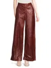 Frame Women's Wide-leg Leather Trousers In Brown