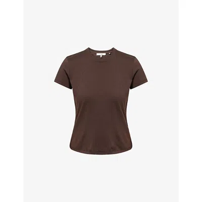 Frame Womens  The Baby Round-neck Cotton-jersey T-shirt In Brown