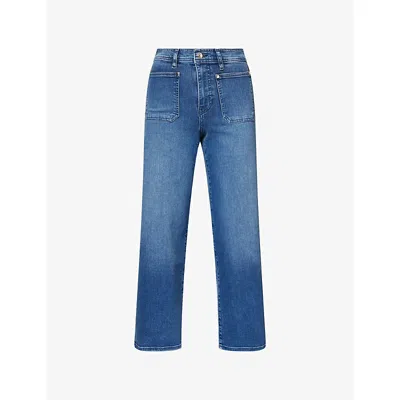 Frame Womens Archive Le Slim Palazzo Cropped Stretch Denim Jeans In Blue