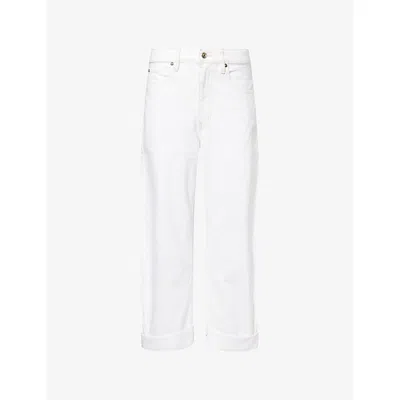 Frame Womens Au Natural Clean The Bubble Barrel-leg Denim Jeans In White