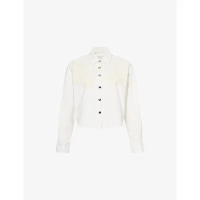 Frame Womens  The Crochet Swing Cropped Denim Shirt In Au Natural Clean