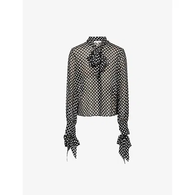 Frame Womens Black Multi Nouvelle Polka-print Silk Blouse Xs